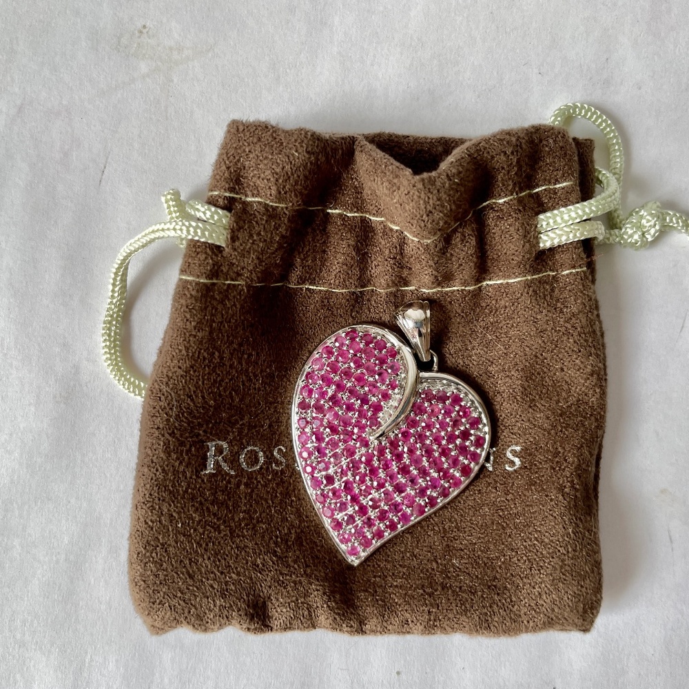 Ruby Heart Pendant in Sterling Silver Setting, New, Ross Simons